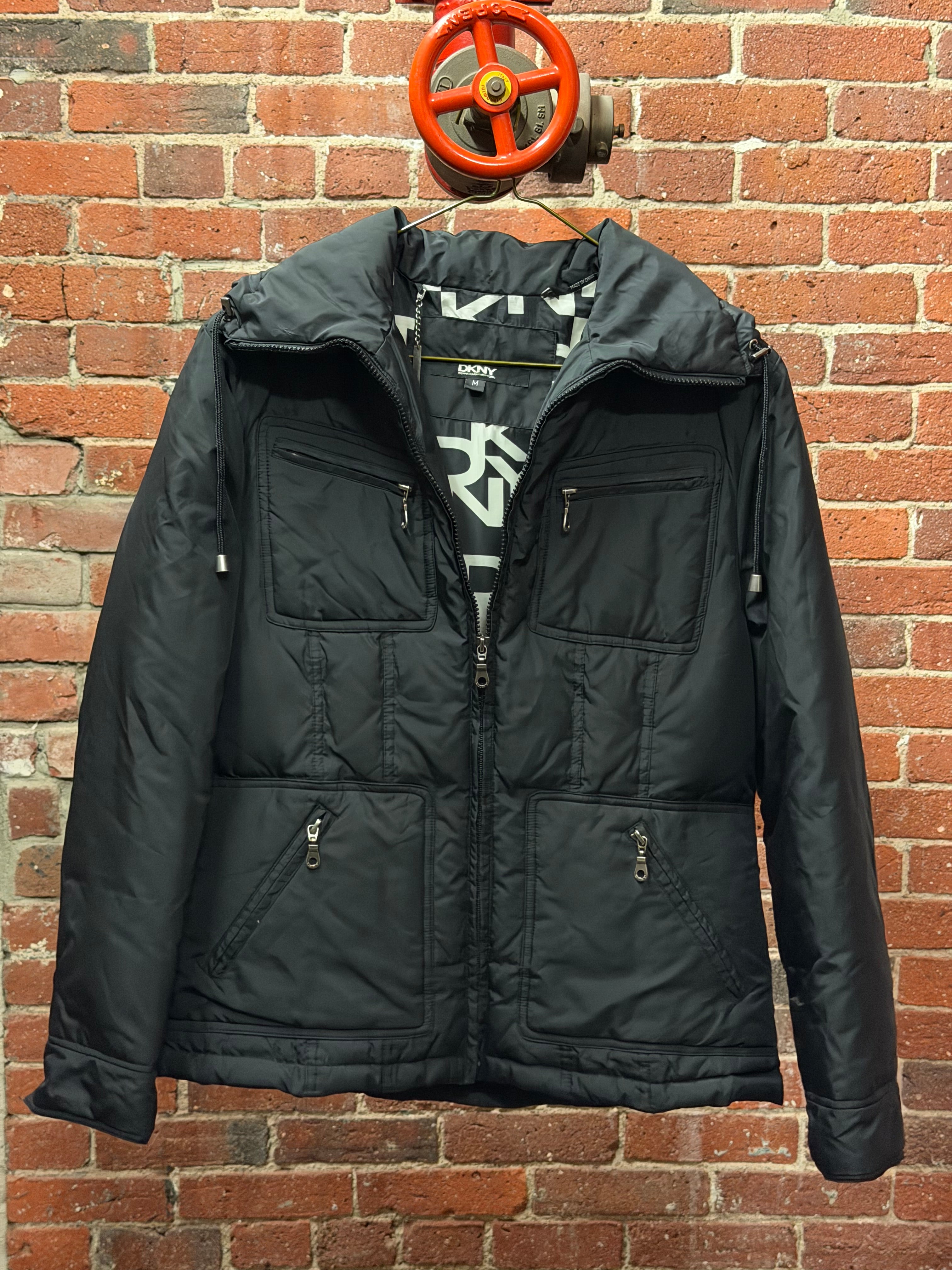 SALE Vintage DKNY Black Quilted Puffer Jacket With Logo Lining
